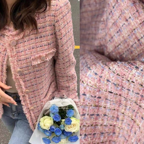In-Stock Tweed Woven Fabric in Chanel Style for Autumn and Winter Coats, Fashion Dresses, Shoes, Hats, Bags, and Clothing