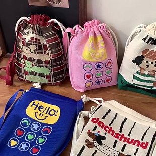 Spring Crossbody Phone Bag, Fashionable and Stylish Handbag with Shoulder Strap, Knitted Tote Bag, Bucket Bag, Handheld Bucket Style