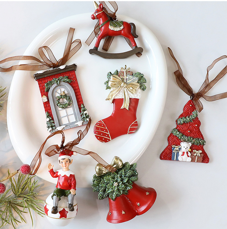 Klasik Noel Süsü Seti - El Yapımı Reçine Tatil Süslemeleri (Vintage Esintili, 10 Benzersiz Tasarım, Kırılmaz ve Hafif)_voghion.com