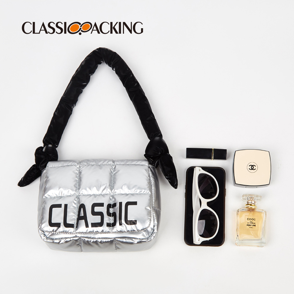 Bolso bandolera al por mayor de fábrica otoño e invierno nuevo bolso recargable de algodón bolso de hombro portátil de gran capacidad con logotipo impreso