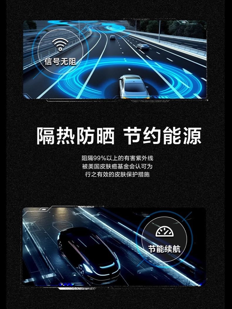 3m Car Film for Front Windshield, Explosion-Proof, Sun Protection, Heat Insulation, Solar Film, Car Window Film, Crystal 70 Full Car Glass Film