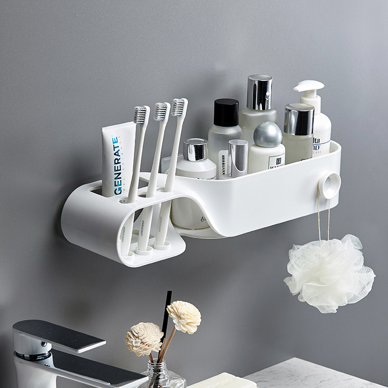 Factory direct supply non-perforated toilet toothbrush storage finishing bathroom wall hanging toilet storage drain
