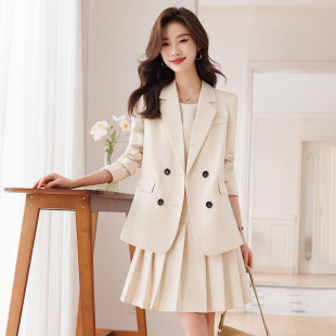 Gray suit jacket for women Spring and Autumn 2023 New elegant goddess casual business wear suit suit skirt autumn