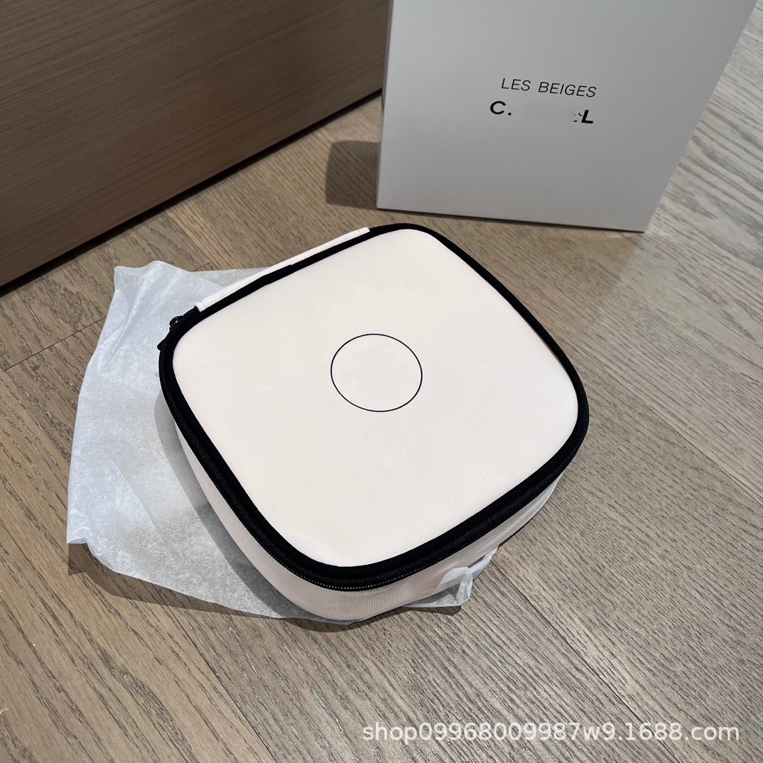 专柜vip款奢华系列米色方形化妆包大容量桌面化妆品收纳包盒装