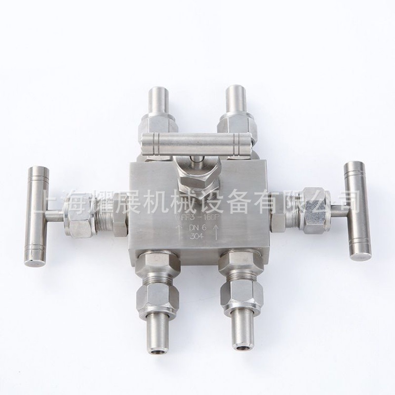 QFF3-64P/160P/320P不锈钢一体式平衡三阀组 活接对焊接三阀组