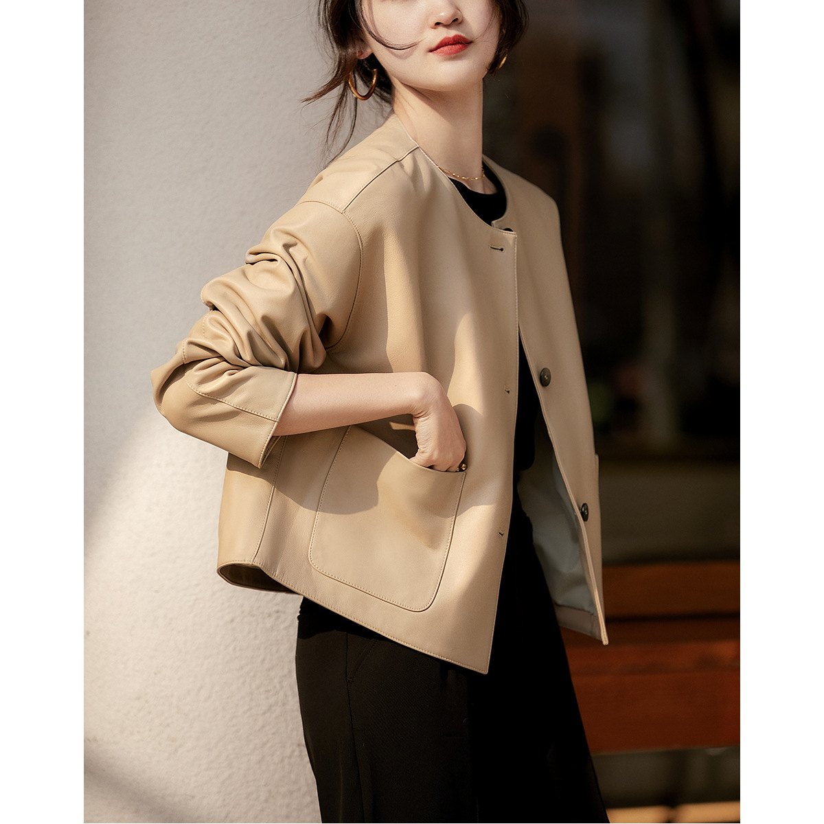 D1667 4260K ÁO DA NỮ HAITDCL MÙA XUÂN THU ĐÔNG THỜI TRANG NỮ DA BÒ G06 SẢN PHẨM MỚI