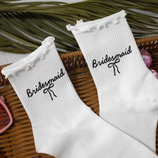 Exclusively for Cross-Border Sales: Bridesmaid Ruffled Mid-Calf Socks, Wedding Favors, Cotton Socks, Etsy Bestsellers