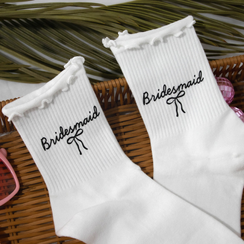 Exclusively for Cross-Border Sales: Bridesmaid Ruffled Mid-Calf Socks, Wedding Favors, Cotton Socks, Etsy Bestsellers