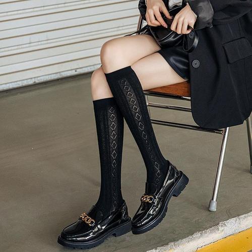 Socks for Girls Summer Calf Socks Ins Trendy Matchable Thin Hole Socks for Girls Cute Japanese JK High Calf Pure Desire Style