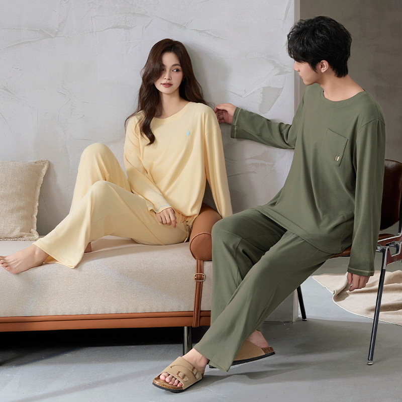 Pajamas de pareja otoño y invierno de ternudo catiónico de manga larga rayas oscuras de alta calidad caliente conjunto de ropa de hogar caliente