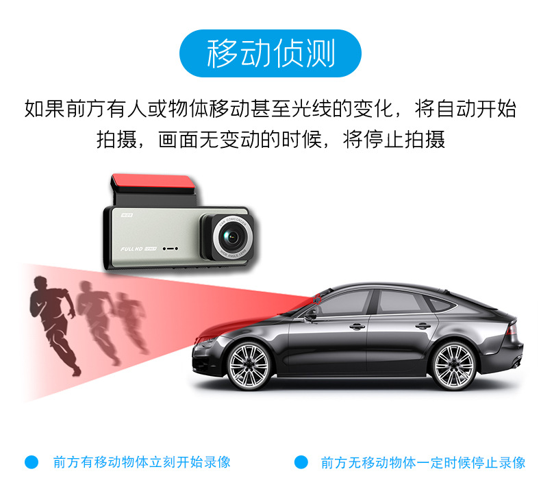 Cross-border driving recorder HD 1080P car front car rear 2 inch three-lens car camera A7WiFi