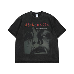 TKPA美式高街潮牌休閒情侶短袖T恤男女oversize洗水做舊半袖t恤潮