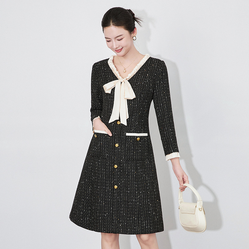 2433709-Tweed Fashion Light Luxury Sequin Bright Silk Braided Tweed Patchwork Ribbon Dress Autumn and Winter 2433709-Tweed Fashion Light Luxury Sequin Bright Silk Braided Tweed Patchwork Ribbon Dress Autumn and Winter