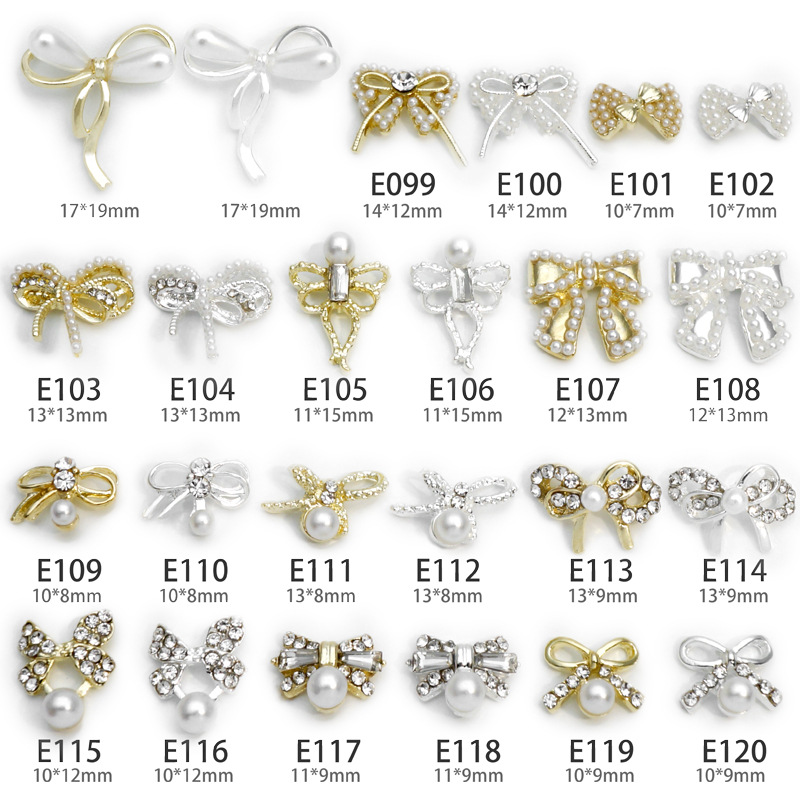 LZ nuevo rojo neto mismo estilo de uñas arco Aleación de uñas joyería arco de uñas de perlas de diamantes fábrica al por mayor