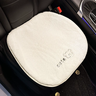 Car Seat Cushion Winter Plush Cartoon Cute Bear Fleece-Lined Thickeneded High-End Rear Single-Piece Seat Cover for Girls (Seat cushion, seat cover) - bear-plush-cushion-front-row
