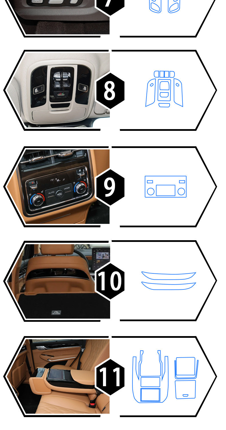 Tank GWMTank500 overseas right-hand drive center console gear shift film, navigation screen film, interior protection modification