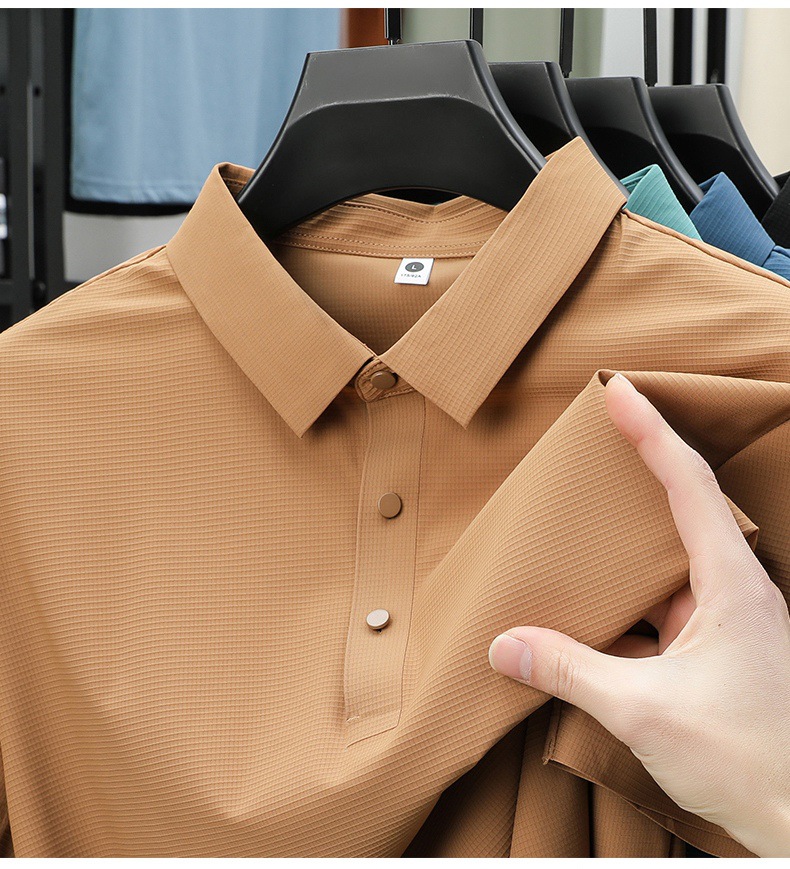 Ice Silk Polo Shirt Men Quick-dry Breathable Summer T-shirt_voghion.com