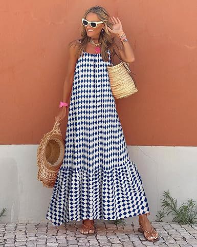 Damen Sommer Maxi Kleid Im Boho Stil V-ausschnitt Rüschen Design_voghion.com