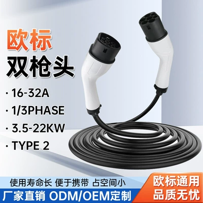 European Standard Type2 Dual-Head Charging Gun, Three-Phase 7/22Kw, New Energy Vehicle Charging Station Connection Cable