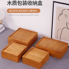 レトロな色の無垢材の収納ボックス、古いプッシュプル蓋の包装木箱、デスクトップアクセサリー、お土産木製引き出しボックス