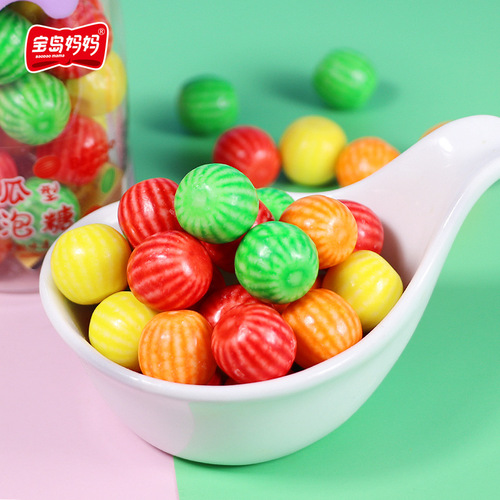 Baodao Mom Watermelon-shaped Bubble Gum 100g Fruit Flavor Children's Snack Rest Food Chewing Gum Candy