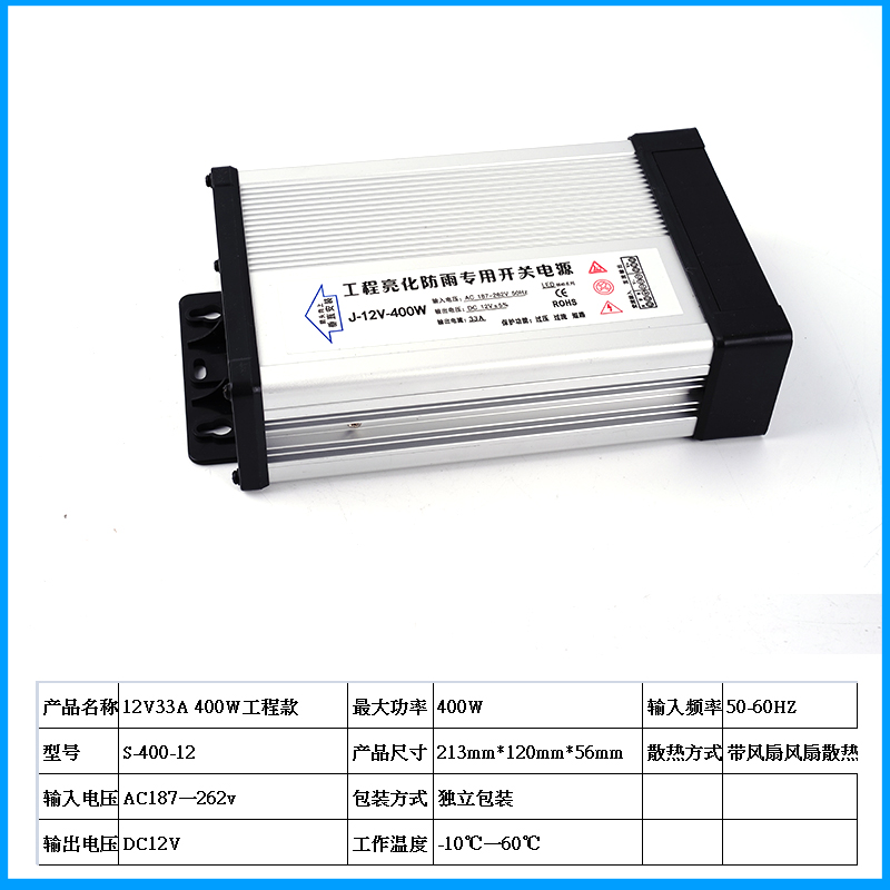LED conmutador a prueba de lluvia fuente de alimentación 12v24v36v5v palabra luminosa signo silencioso DC 60w120w300 ingeniería