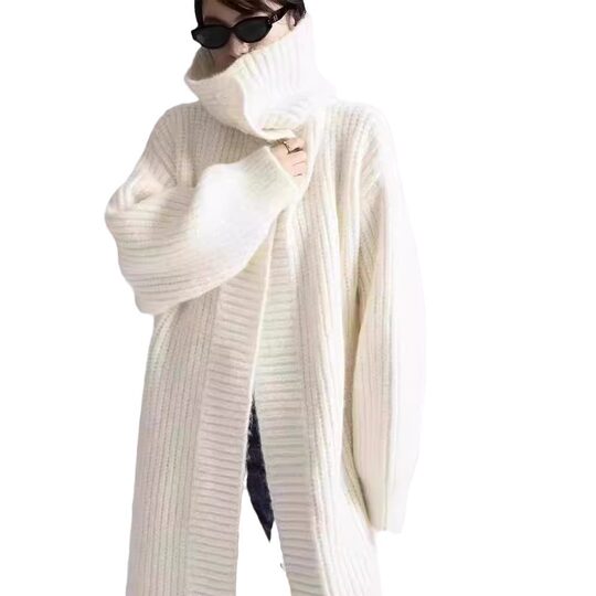 High-grade Knitted Long Cardigan Women's Autumn and Winter New Arrival Coat Outer Lazy Style Elegant All-match Sweater Coat