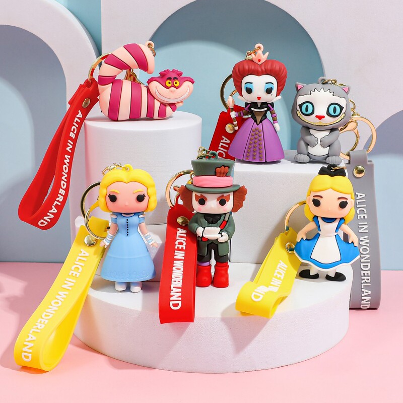 2025 New Alice in Wonderland Keychain Cartoon Alice Mad Hat Red Queen Bag Pendant Wholesale