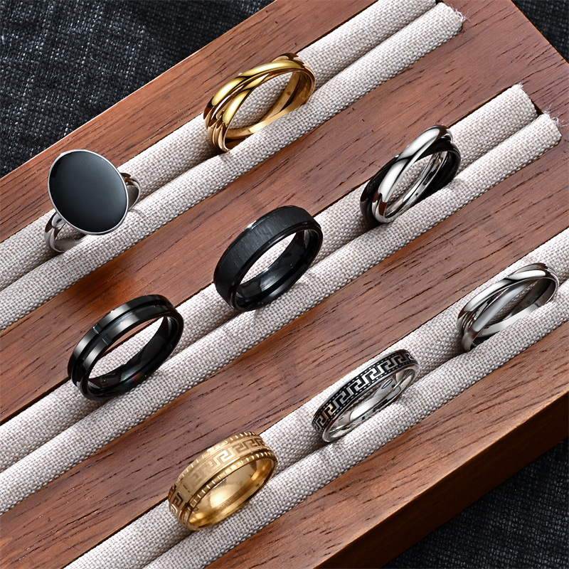 Simple Style Geometric 304 Stainless Steel Plating Men's Rings Men Band Rings display picture 1