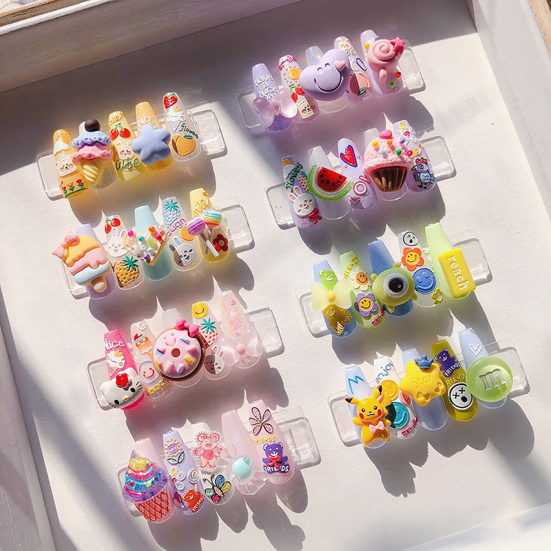 Japonés tomoni en relieve Etiqueta de uñas Flor de Papel y oso de dibujos animados verano lindo 5D adhesivo de alivio de uñas pegatina