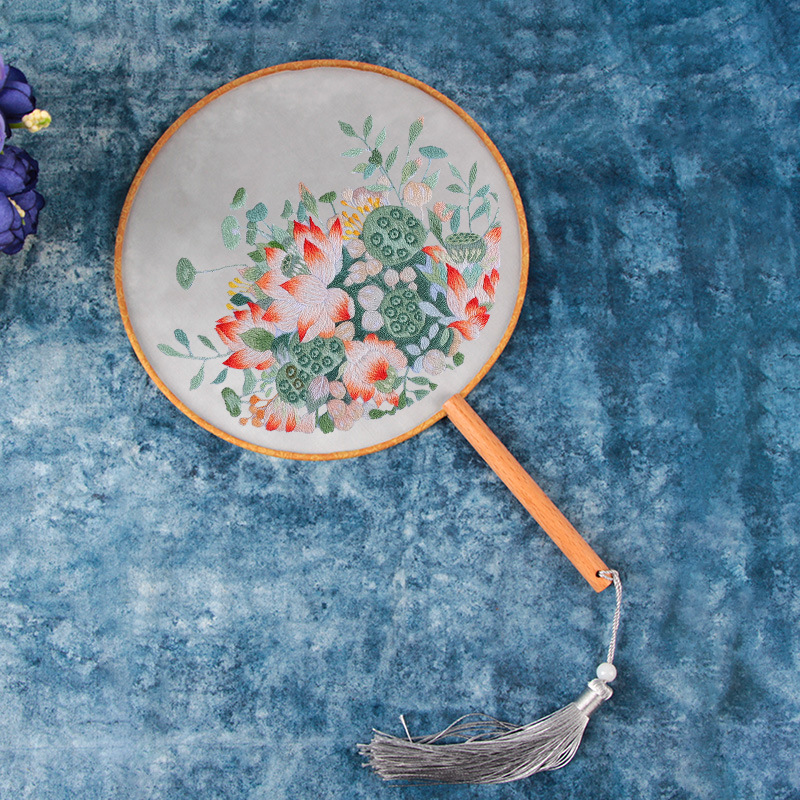 Bordado a mano diy material paquete auto bordado su grupo de bordado ventilador de cinta bordado principiante bordado ornamentación antigua