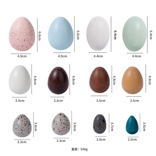 Cross-border ins simulated bird egg wooden children's play house painted egg duck egg shooting props and decorations