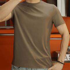 2025夏の新型男性半袖丸首tシャツ男性錦アンモニア無痕底上着ネット版シンプル高弾tシャツ