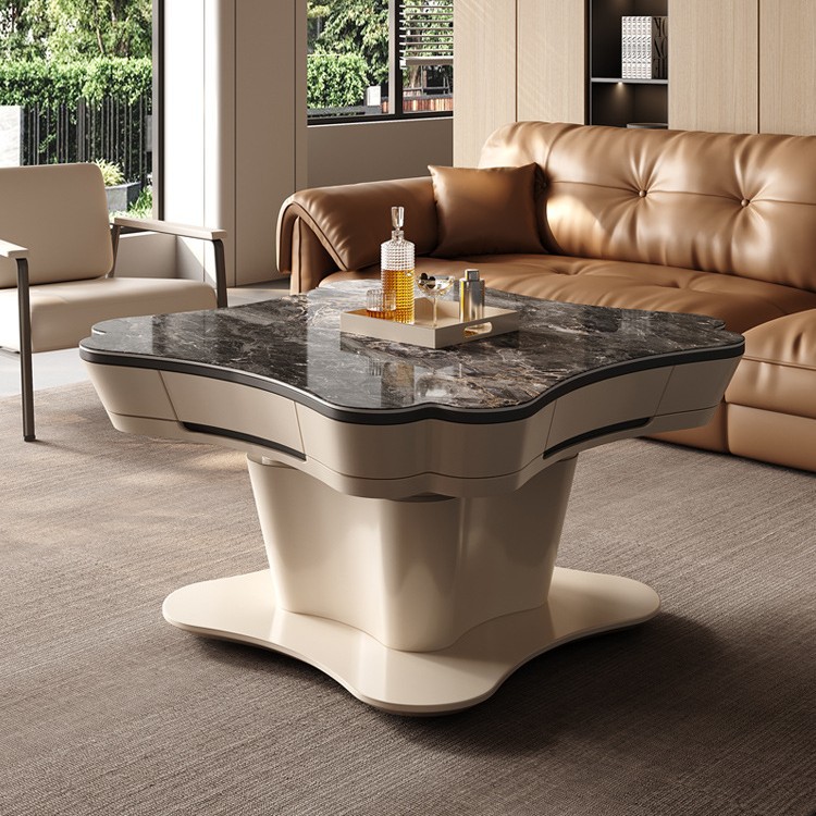 Mesa de centro de placa de roca Mesa de mahjong de elevación multifuncional Sala de estar automática Mesa de comedor de mahjong eléctrica doméstica Máquina de mahjong integrada