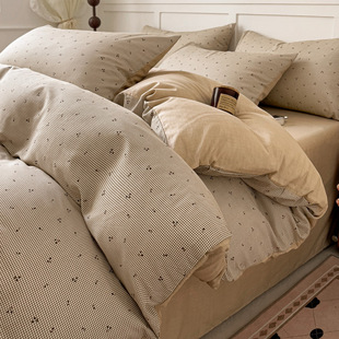 Pure cotton four-piece cotton bedding fresh floral quilt cover dormitory bed sheet quilt cover three-piece set four seasons