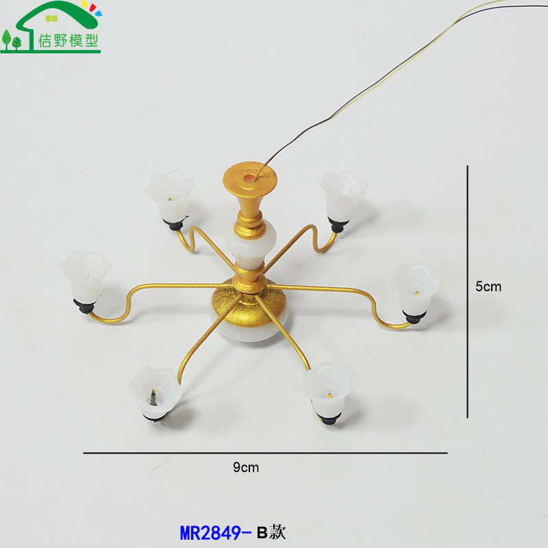 Mini lámpara modelo metal antiguo seis-cabeza sala de estar luminosa lámpara nuevo edificio arena bandeja interior modelo material 3V