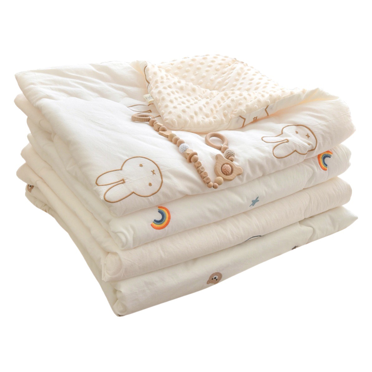 Baby quilt pure cotton newborn baby autumn and winter thickened soothing peas quilt kindergarten children Four Seasons universal quilt