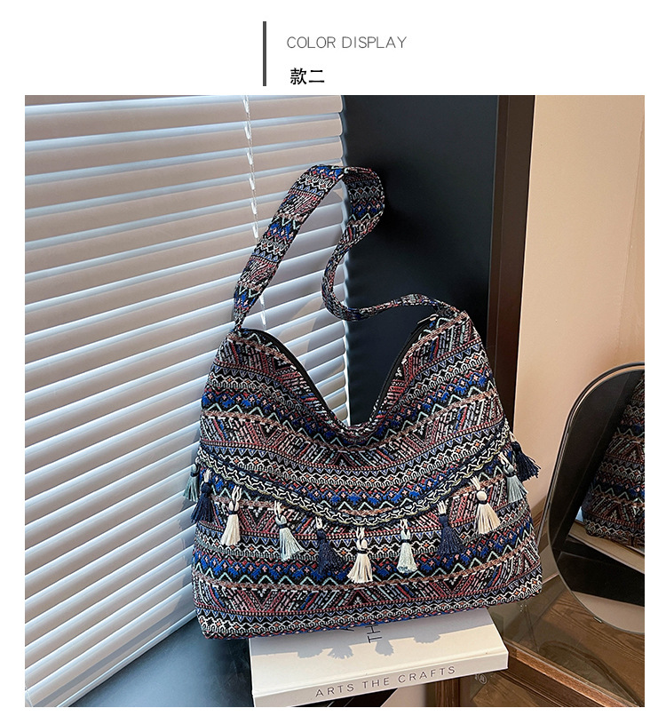 Bolsos de gran capacidad de estilo nacional para mujeres 2025, nueva moda extranjera, bolsas de hombro de borda, bolsas de compras al aire libre