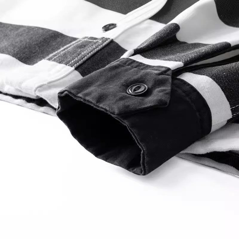 OKONKWO 16oz pesado prisionero rayas chaqueta gruesa lona motocicleta chaqueta capa ameikaji