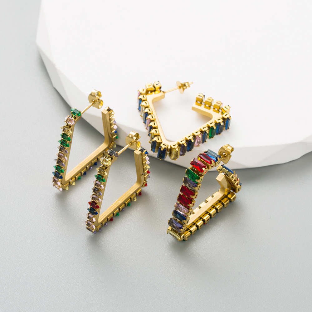 Fashion Triangle Titanium Steel Plating Ear Studs 1 Pair