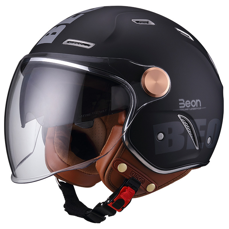 Beon estándar nacional 3C certificado doble lente retro casco motocicleta coche eléctrico 3/4 medio casco caliente cuatro estaciones