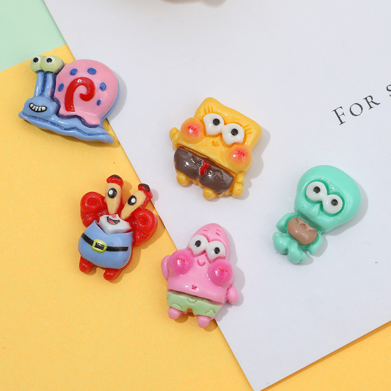 Caricatura Mini SpongeBob diy accesorios de resina crema pegamento para el cabello agujero de botón de zapatos accesorios de soporte de caso de teléfono móvil