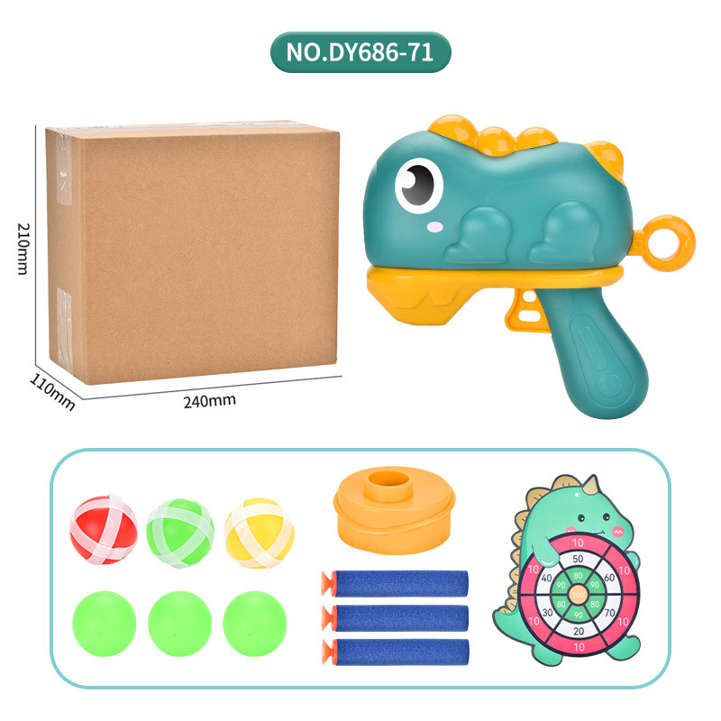 Interacción padre-hijo dibujos animados modelo de bolas de dinosaurio juguetes para niños bolas pegajosas pistola de catapulta puesta en barracas juguetes transfronterizos