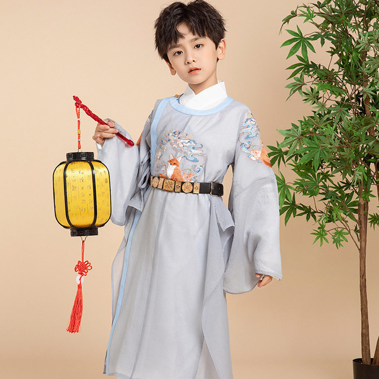 汉服男童国学服中国风儿童表演服春夏男孩三字经演出服装国潮古装|undefined