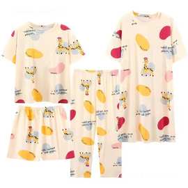 2025爆款四件套睡衣女款春夏季短袖卡通薄款少女短裤睡裙2025新款