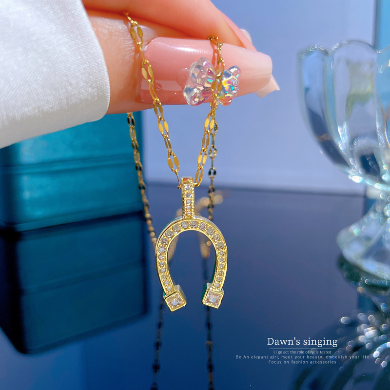 Collar de oro real para mujer, elegante cadena para mujer_voghion.com