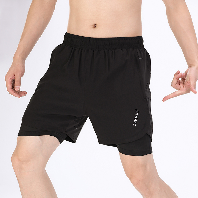 2022 nuevos pantalones cortos deportivos para hombres que corren quinto pantalones de entrenamiento de secado rápido fitness pantalones cortos deportivos falsos de dos piezas para hombres
