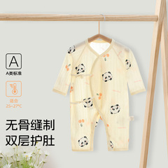y2301新生嬰兒衣服夏季純棉長袖和尚蝴蝶衣薄哈衣初生寶寶連體衣