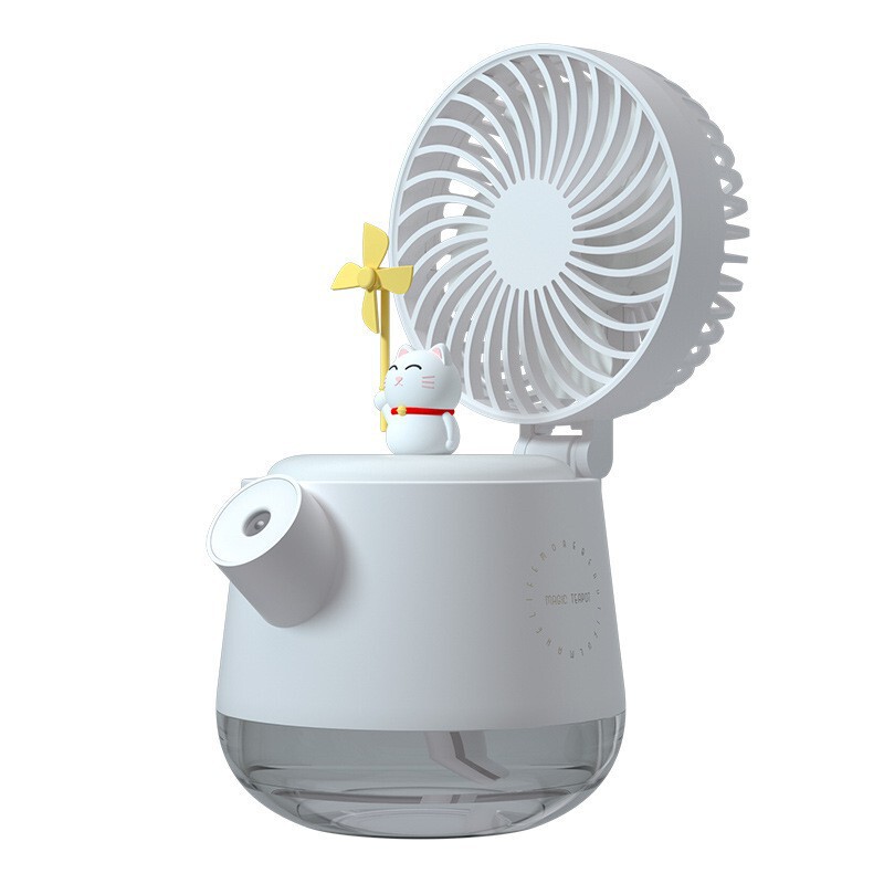 萌えペットケトル加湿ファンデスクトップUSB充電雰囲気夜灯香薫加湿噴霧ファン|undefined