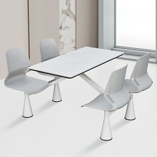 Wholesale School Restaurant One-Piece Four-Person Canteen Dining Table and Chair Combination Student Factory Canteen Fast Food Employee Table and Chairs